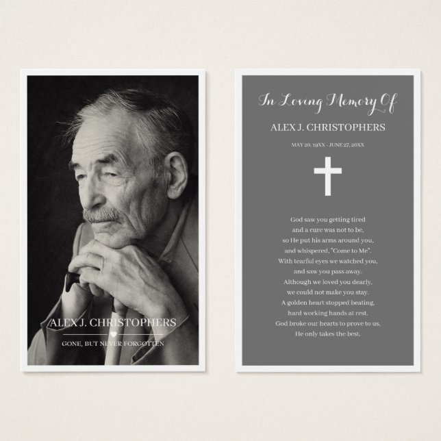 Simple Photo Sympathy Funeral Memorial Prayer Card (Front & Back)