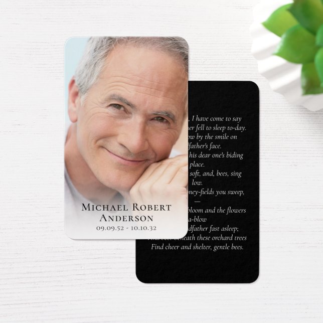 Simple Photo Sympathy Funeral Memorial Prayer Card (Desk)