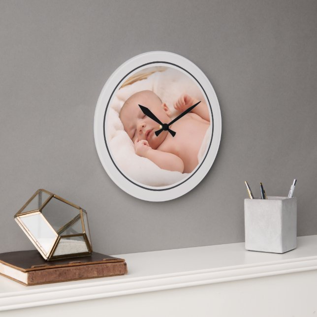 Simple Photo Template Personalised Frame Large Clock (Office)
