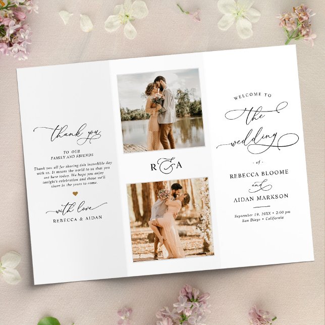 Simple Photo Tri-Fold Wedding Ceremony Program (Creator Uploaded)