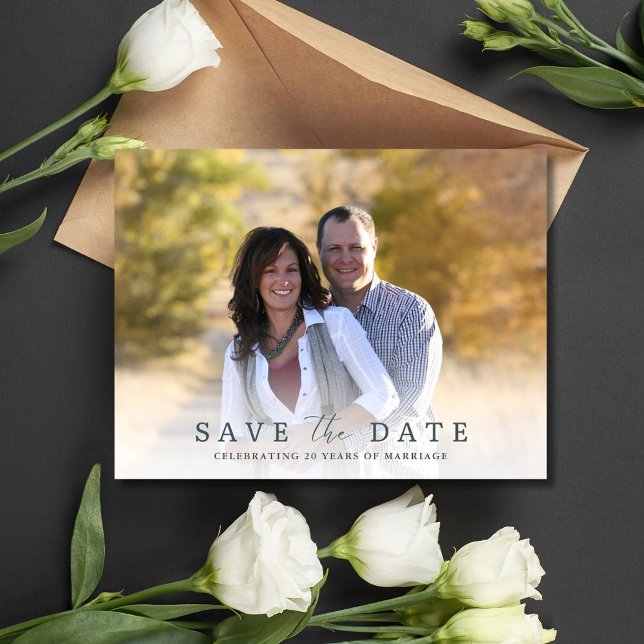 Simple Photo Vow Renewal Save the Date Announcement Postcard (Simple Photo Vow Renewal Save the Date Announcement Postcard)