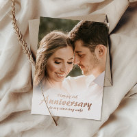 Simple Photo Wedding Anniversary Foil Card