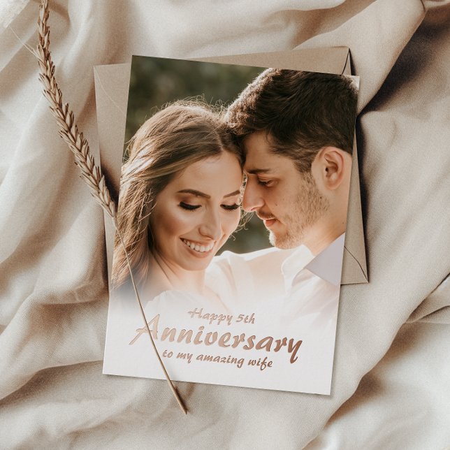 Simple Photo Wedding Anniversary Foil Card (Capture cherished memories and express heartfelt love in one beautifully crafted card.)