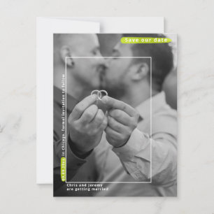 Simple photo wedding gay Save The Date postcard