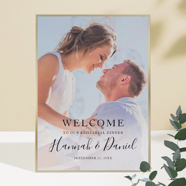 Simple Photo Wedding Rehearsal Dinner Welcome Poster (Creator Uploaded)