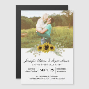 Simple Photo Wedding Sunflowers Magnetic Invitation