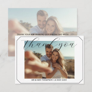 Simple Photo Wedding Thank you Card Modern Couple 