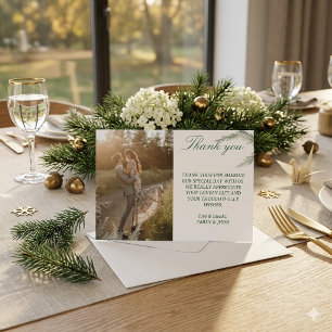 Simple Photo Wedding Thank you Card Modern Couple 