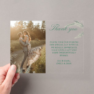 Simple Photo Wedding Thank you Card Modern Couple Acrylic Invitations
