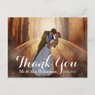 Simple Photo Wedding Thank You Postcard