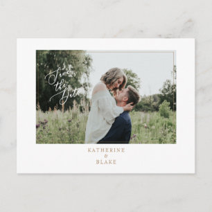 Simple Photo Wedding with Website Save The Date Announcement Postcard
