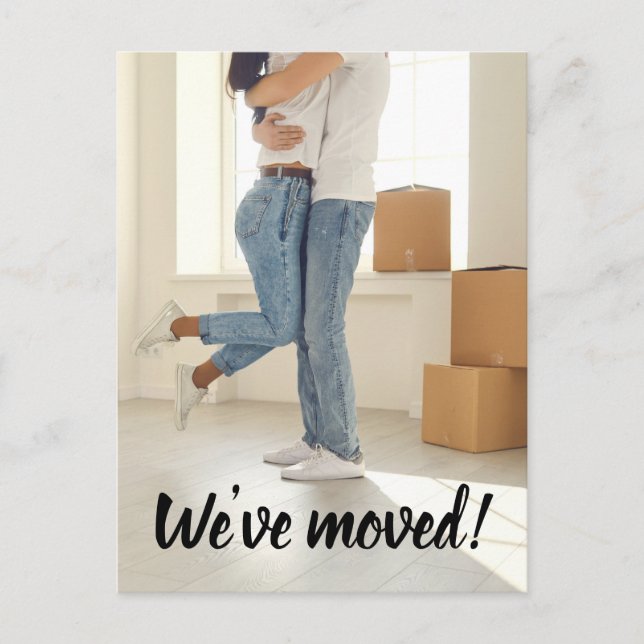 Simple Photo We've moved script change of address  Postcard (Front)