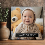 Simple Photo with Black Colour Block for Text Ceramic Tile<br><div class="desc">You can use a square photo for this design. Add a name,  reunion,  year -- really any text that fits into the black box and white text. If you need to adjust the pictures,  click on the customise tool to make changes.</div>