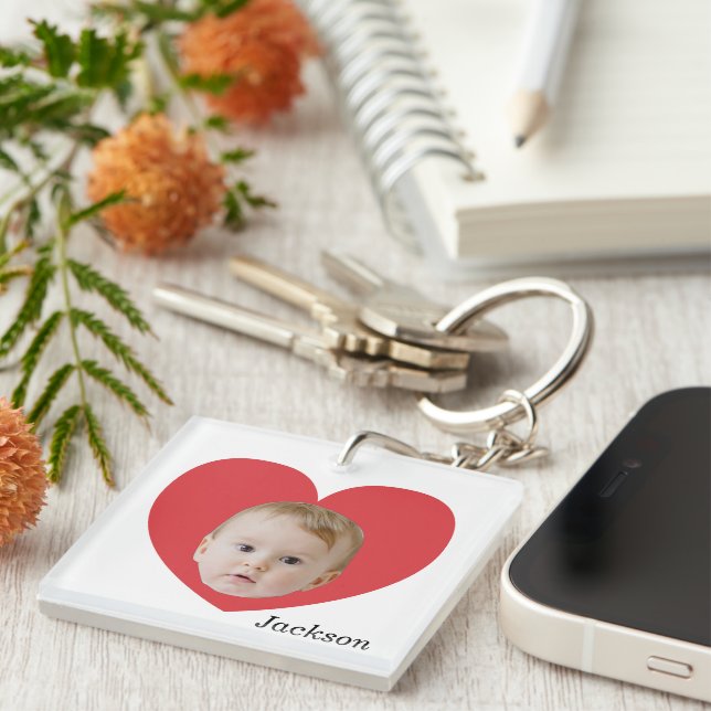 Simple Photo With Heart Key Ring (Front Right)