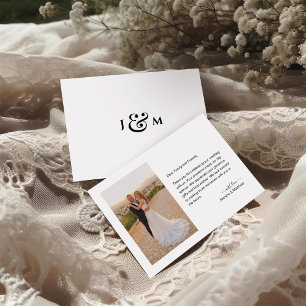 Simple Photo with Monogram Wedding Thank You Card