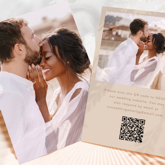 Simple Photo with Rsvp QR Code Neutral Wedding Invitation (Creator Uploaded)