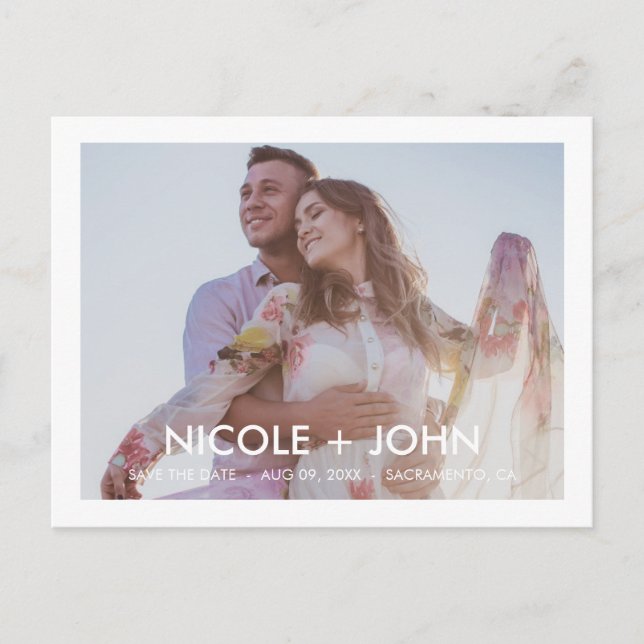 Simple Photoframe Save the Date Postcard (Front)