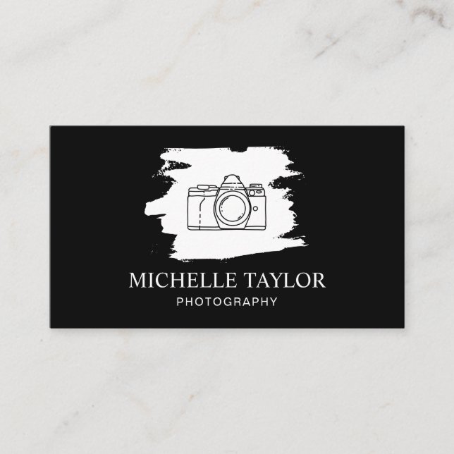 Simple Photography Professional Camera QR Code Business Card (Front)