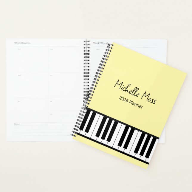 Simple Piano Pianist Music Teacher Yellow Planner (Display)