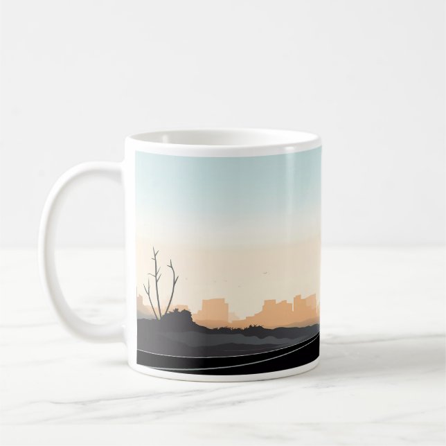 Simple Picture of Electricity Poles On The Road Coffee Mug (Left)