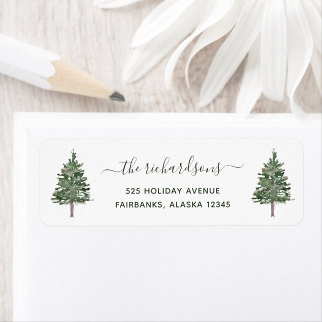 Simple Pine Christmas Return Address Label (Insitu)