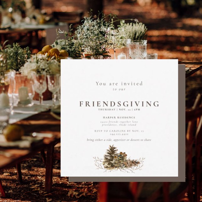 Simple Pine Cone Friendsgiving ii Invitation (Creator Uploaded)