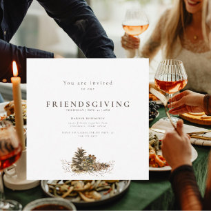 Simple Pine Cone Friendsgiving  Invitation