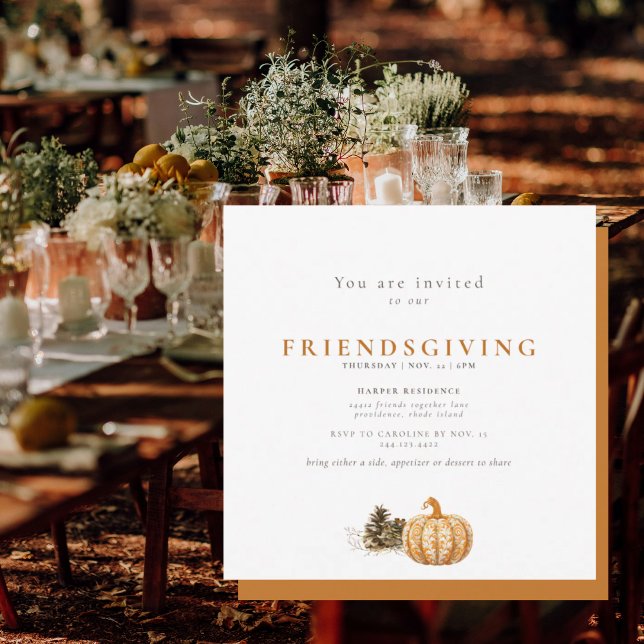 Simple Pine Cone Pumpkin Friendsgiving  Invitation (Creator Uploaded)