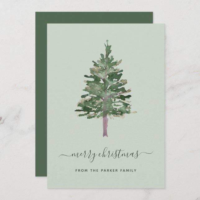 Simple Pine Holiday Card (Front/Back)