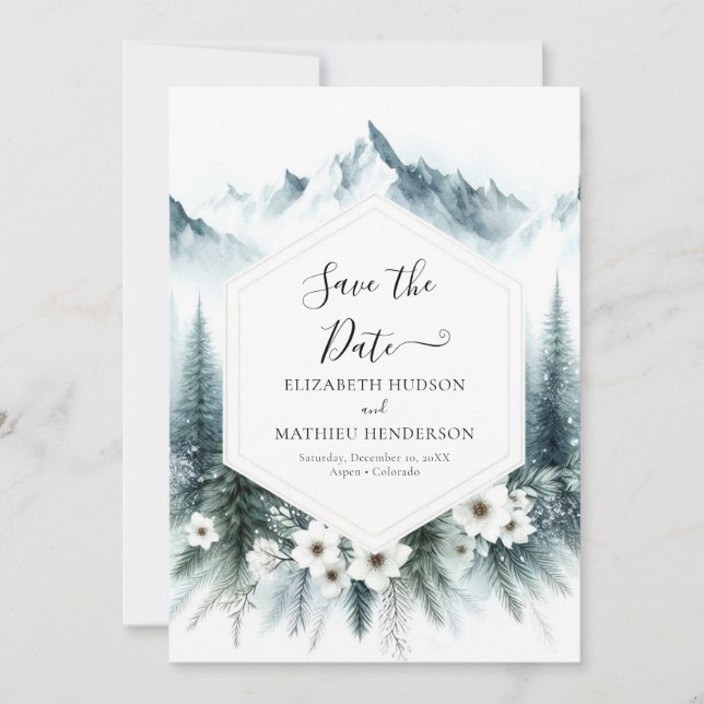 Simple Pine Mountain Wedding Save The Date (Front)