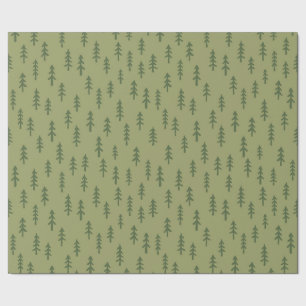 Simple Pine Tree Winter Forest in Fern Sage Green Wrapping Paper