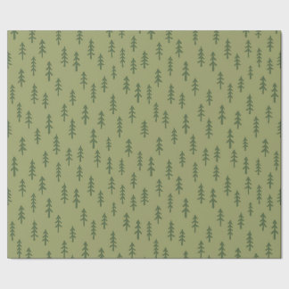 Simple Pine Tree Winter Forest in Fern Sage Green Wrapping Paper