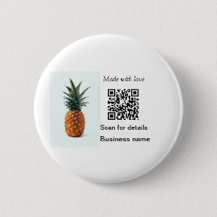 Simple pineapple fruit food q r code business deta 6 cm round badge