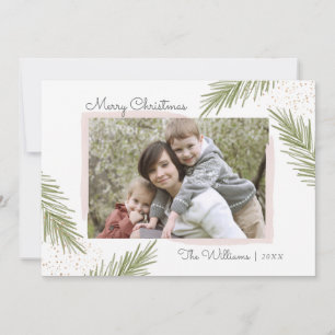 Simple Pines Blush, Christmas Photo Card