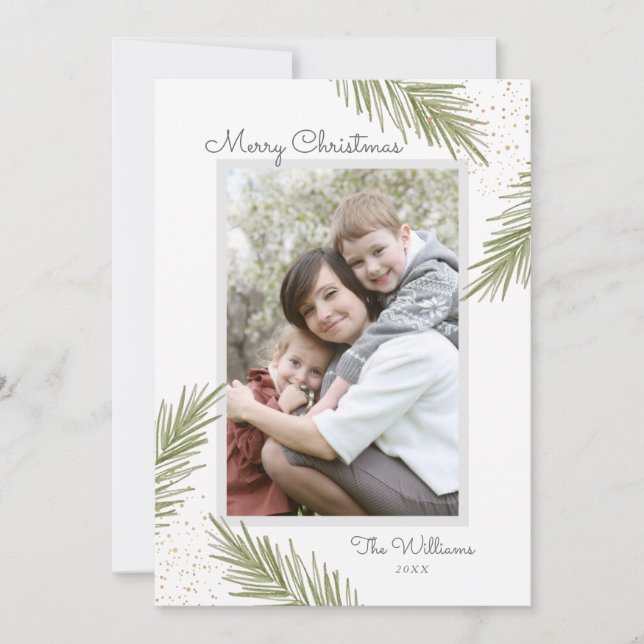 Simple Pines Christmas Photo Card (Front)