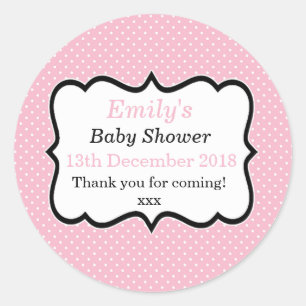 Simple pink and black modern polka dot dots labels