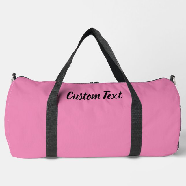 Simple Pink and Black Script Text Template Duffle Bag (Front)