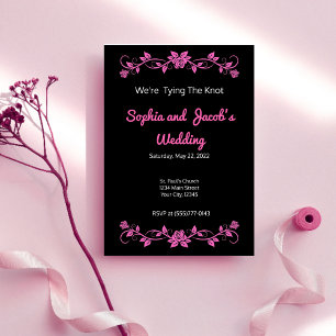 Simple Pink and Black Wedding Invitation