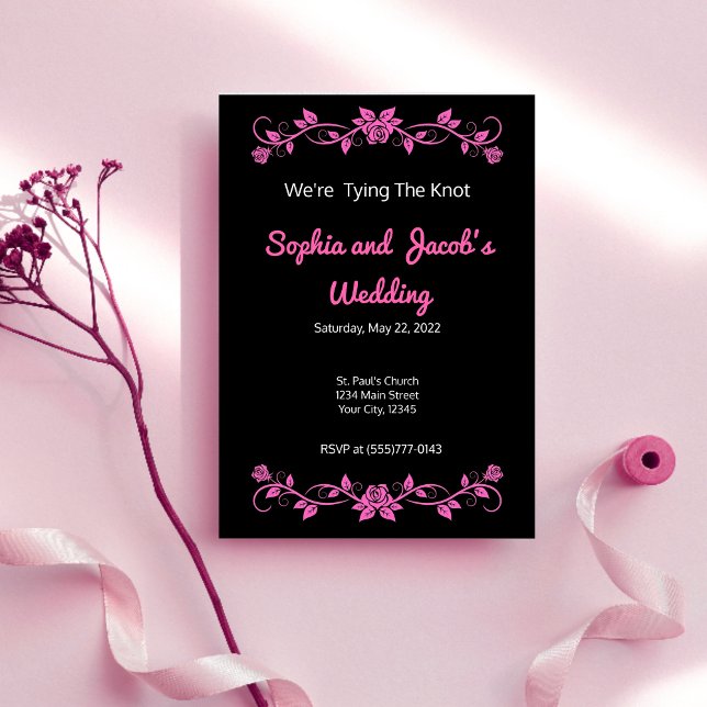 Simple Pink and Black Wedding Invitation (Creator Uploaded)