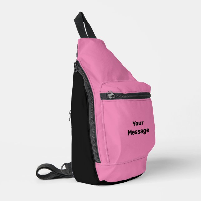Simple Pink and Black Your Message Template Sling Bag (Left Corner)