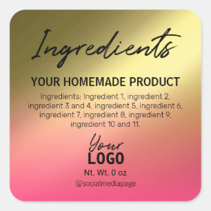 Simple Pink And Gold Ingredient Labels