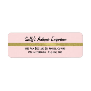 Simple Pink and Gold Stripe Return Address Return Address Label