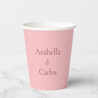 Simple Pink and Maroon Bride and Groom Paper Cups