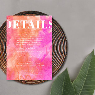 Simple Pink and Orange Bold Modern Wedding Details Enclosure Card