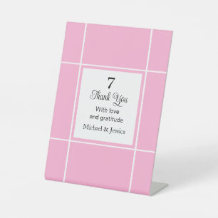 Simple Pink and White Bridal Wedding Thank You Pedestal Sign