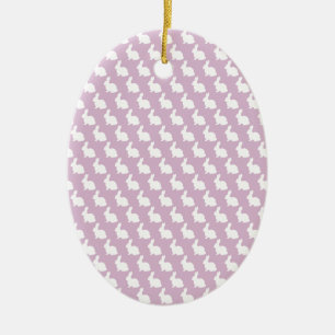 Simple Pink and White Easter Bunny Ceramic Ornament