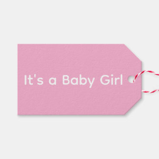 Simple Pink and White It's a Baby Girl Gift Tag