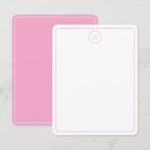 Simple Pink and White Monogram Card