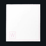 Simple Pink and White Monogram Notepad<br><div class="desc">This monogrammed notepad features a simple and minimal monogram in pretty pink and white that you can personalise with your choice of initial.  Great for gift bags.</div>