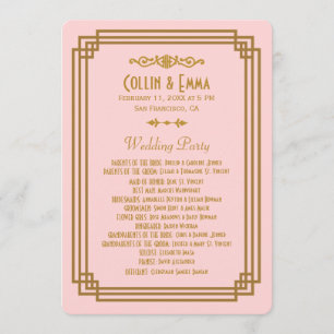 Simple Pink Art Deco Wedding Programs